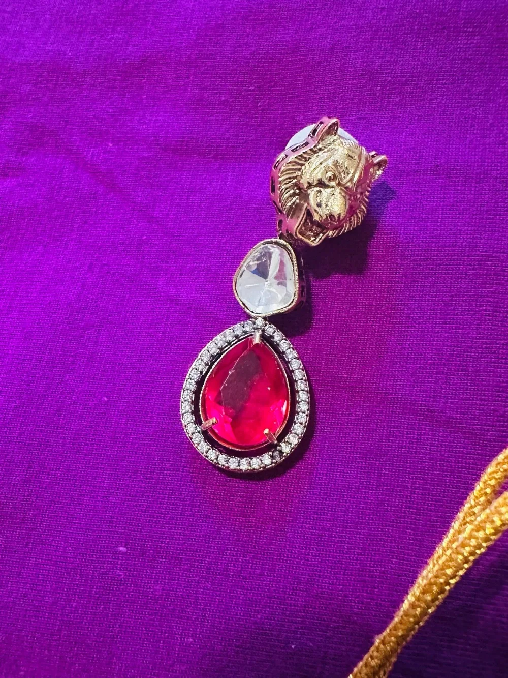 Multicolor Kundan and Moissanite Stone Teardrop Sabyasachi-brand-inspired set